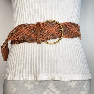 Chunky Braided Belt Faux Leather and Rope With Semicircle Ring Buckle Size Large